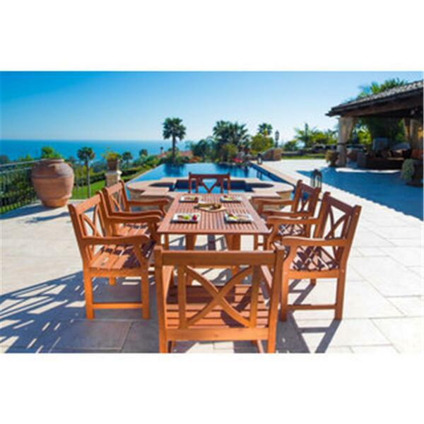 Vifah Malibu Outdoor 7-piece Wood Patio Dining Set with Curvy Leg Table V189SET11